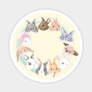 Circle Pastel Bunny Magnet